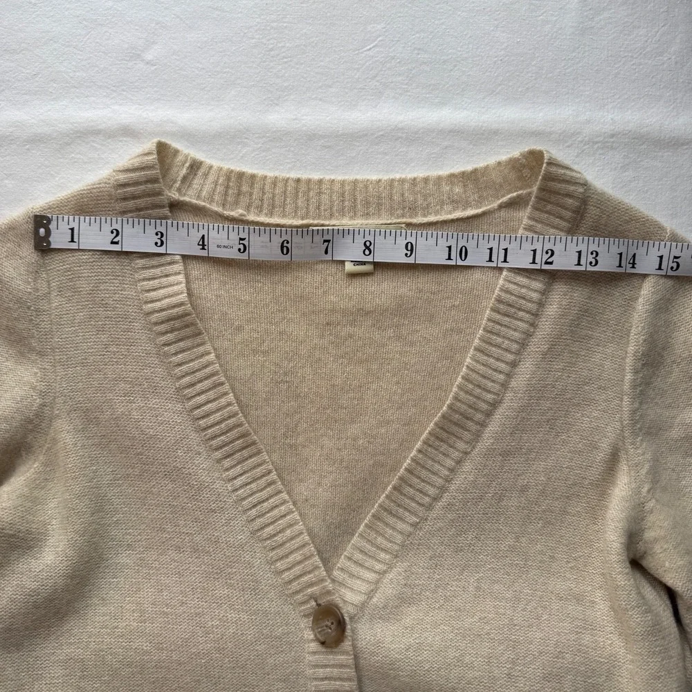 Banana Republic Angora Wool Cardigan Belted V Neck Soft Knit S Ivory Classic Fit - Picture 14 of 16